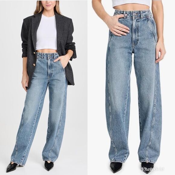 Revolve Apiece Apart Meridian Barrel High Rise Slouchy Jeans in Austin Wash - Picture 1 of 10